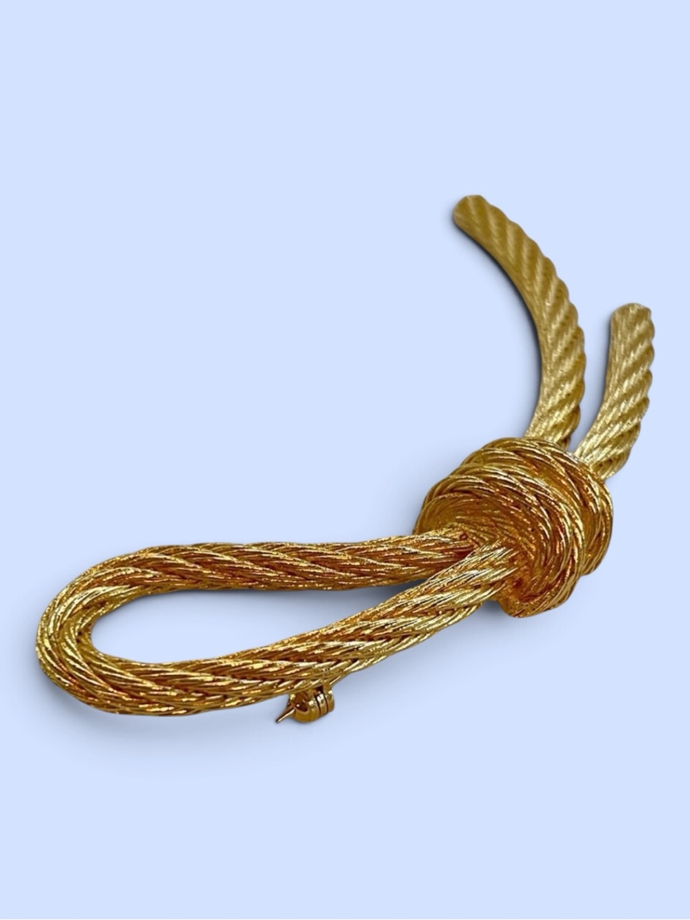 Vintage Christian Dior Gold Tone Twisted Rope Bow Knot Brooch Signed Chr Dior
